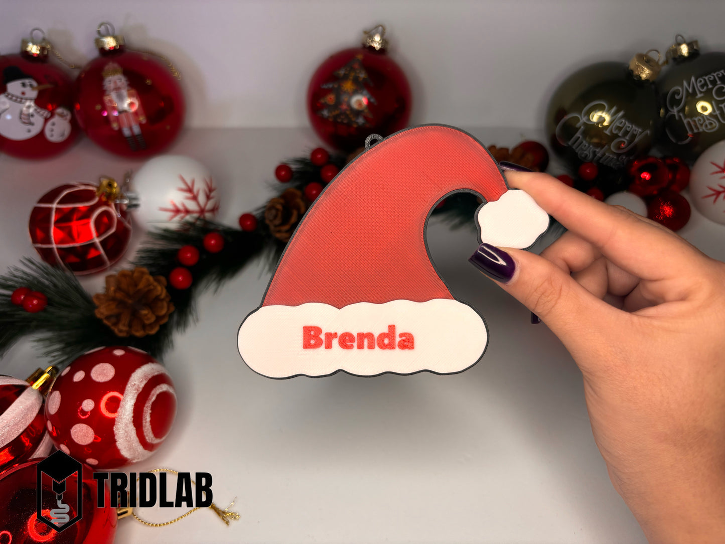 🎅✨ Nome Personalizado em 3D – Gorro do Papai Noel 🎁