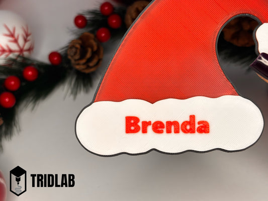 🎅✨ Nome Personalizado em 3D – Gorro do Papai Noel 🎁