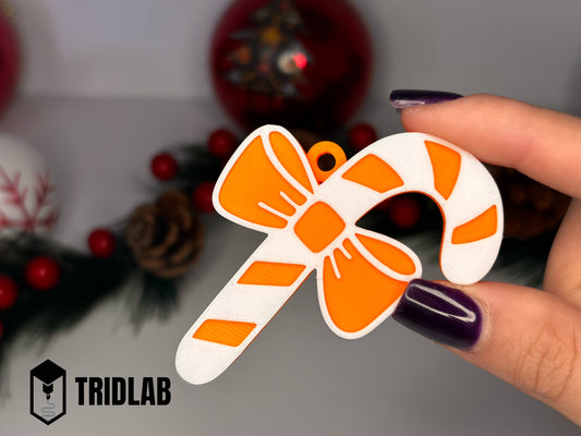 🍭✨ Enfeite Natalino 3D – Bengala com Laço 🎄